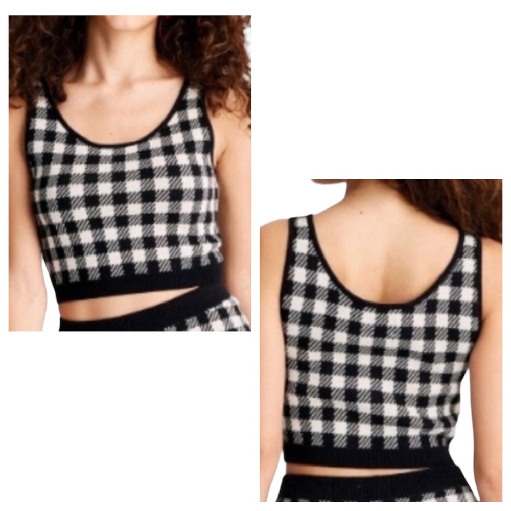 Future Collective LIMITED EDITORS Gingham Check Scoop Neck Sweater Tank Top